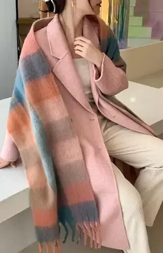 Wander Agio Winter Women Warm Scarf Long Shawl Large Scarves Cold Weather Thick Blanket Scarfs Colorful Plaid - 3