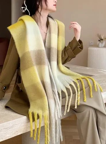 Wander Agio Winter Women Warm Scarf Long Shawl Large Scarves Cold Weather Thick Blanket Scarfs Colorful Plaid - 4