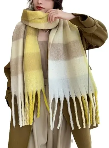 Wander Agio Winter Women Warm Scarf Long Shawl Large Scarves Cold Weather Thick Blanket Scarfs Colorful Plaid - 1