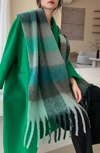 Wander Agio Winter Women Warm Scarf Long Shawl Large Scarves Cold Weather Thick Blanket Scarfs Colorful Plaid - WANDER AGIO (1)