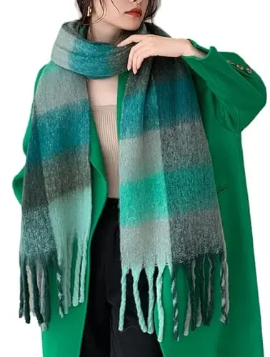 Wander Agio Winter Women Warm Scarf Long Shawl Large Scarves Cold Weather Thick Blanket Scarfs Colorful Plaid - 1