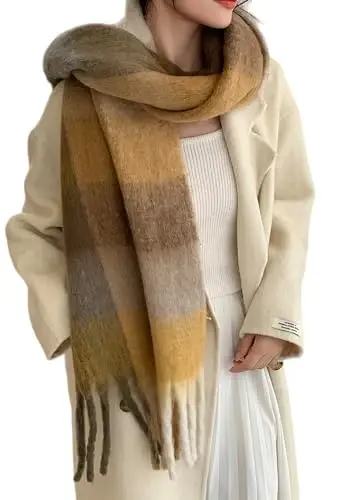 Wander Agio Winter Women Warm Scarf Long Shawl Large Scarves Cold Weather Thick Blanket Scarfs Colorful Plaid - 1