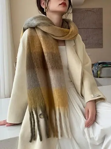 Wander Agio Winter Women Warm Scarf Long Shawl Large Scarves Cold Weather Thick Blanket Scarfs Colorful Plaid - 2