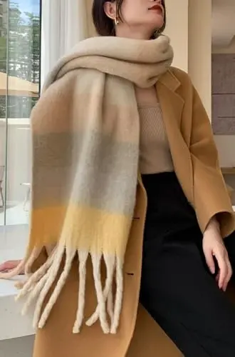 Wander Agio Winter Women Warm Scarf Long Shawl Large Scarves Cold Weather Thick Blanket Scarfs Colorful Plaid - 4