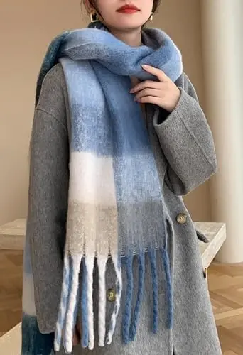 Wander Agio Winter Women Warm Scarf Long Shawl Large Scarves Cold Weather Thick Blanket Scarfs Colorful Plaid - 2