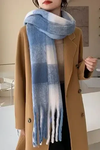 Wander Agio Winter Women Warm Scarf Long Shawl Large Scarves Cold Weather Thick Blanket Scarfs Colorful Plaid - 2