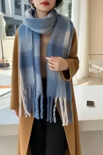 Wander Agio Winter Women Warm Scarf Long Shawl Large Scarves Cold Weather Thick Blanket Scarfs Colorful Plaid - 5