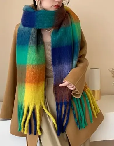Wander Agio Winter Women Warm Scarf Long Shawl Large Scarves Cold Weather Thick Blanket Scarfs Colorful Plaid - WANDER AGIO (1)