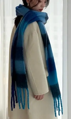 Wander Agio Winter Women Warm Scarf Long Shawl Large Scarves Cold Weather Thick Blanket Scarfs Colorful Plaid - 3