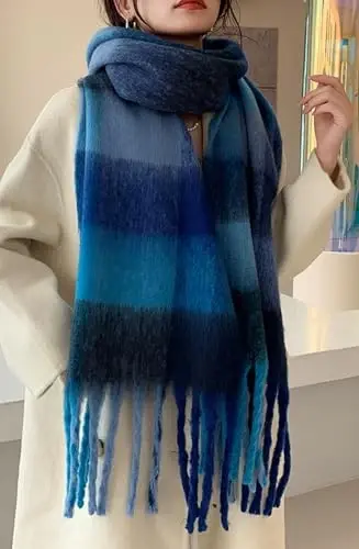 Wander Agio Winter Women Warm Scarf Long Shawl Large Scarves Cold Weather Thick Blanket Scarfs Colorful Plaid - 5