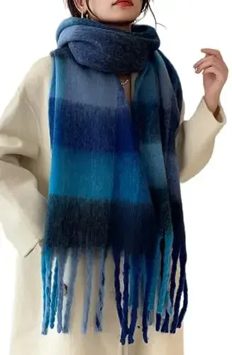 Wander Agio Winter Women Warm Scarf Long Shawl Large Scarves Cold Weather Thick Blanket Scarfs Colorful Plaid - WANDER AGIO