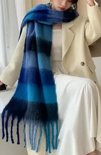 Wander Agio Winter Women Warm Scarf Long Shawl Large Scarves Cold Weather Thick Blanket Scarfs Colorful Plaid - WANDER AGIO (1)