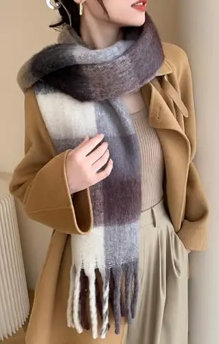 Wander Agio Winter Women Warm Scarf Long Shawl Large Scarves Cold Weather Thick Blanket Scarfs Colorful Plaid - 4