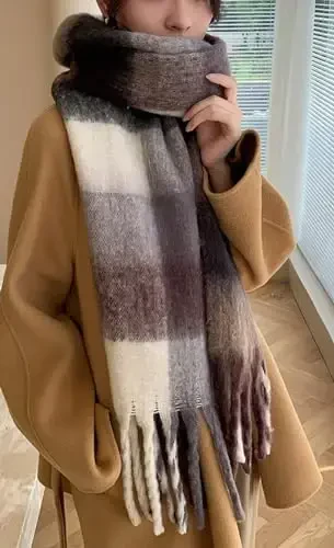 Wander Agio Winter Women Warm Scarf Long Shawl Large Scarves Cold Weather Thick Blanket Scarfs Colorful Plaid - 2
