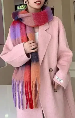 Wander Agio Winter Women Warm Scarf Long Shawl Large Scarves Cold Weather Thick Blanket Scarfs Colorful Plaid - 2