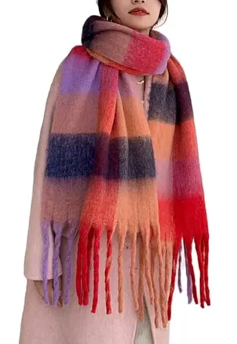 Wander Agio Winter Women Warm Scarf Long Shawl Large Scarves Cold Weather Thick Blanket Scarfs Colorful Plaid - WANDER AGIO