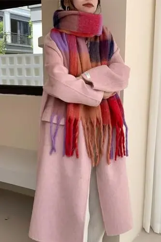 Wander Agio Winter Women Warm Scarf Long Shawl Large Scarves Cold Weather Thick Blanket Scarfs Colorful Plaid - 4