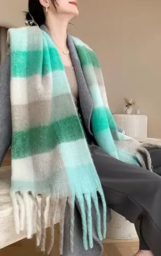 Wander Agio Winter Women Warm Scarf Long Shawl Large Scarves Cold Weather Thick Blanket Scarfs Colorful Plaid - WANDER AGIO (1)