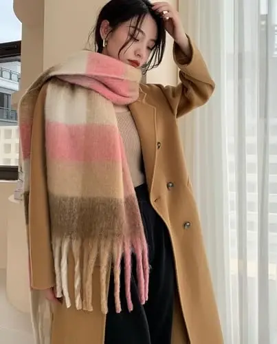 Wander Agio Winter Women Warm Scarf Long Shawl Large Scarves Cold Weather Thick Blanket Scarfs Colorful Plaid - 4