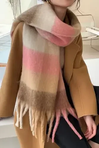 Wander Agio Winter Women Warm Scarf Long Shawl Large Scarves Cold Weather Thick Blanket Scarfs Colorful Plaid - 5