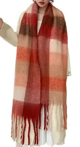 Wander Agio Winter Women Warm Scarf Long Shawl Large Scarves Cold Weather Thick Blanket Scarfs Colorful Plaid - 1