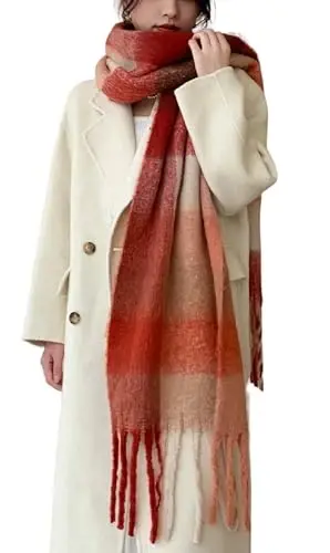Wander Agio Winter Women Warm Scarf Long Shawl Large Scarves Cold Weather Thick Blanket Scarfs Colorful Plaid - 2