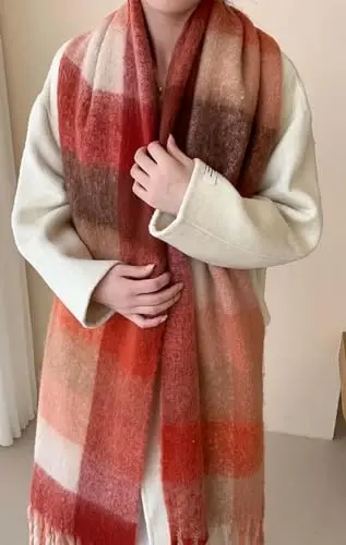 Wander Agio Winter Women Warm Scarf Long Shawl Large Scarves Cold Weather Thick Blanket Scarfs Colorful Plaid - 3