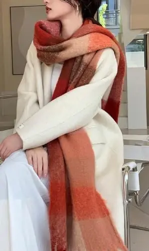 Wander Agio Winter Women Warm Scarf Long Shawl Large Scarves Cold Weather Thick Blanket Scarfs Colorful Plaid - 4