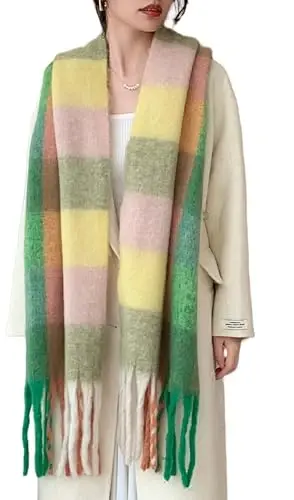 Wander Agio Winter Women Warm Scarf Long Shawl Large Scarves Cold Weather Thick Blanket Scarfs Colorful Plaid - 1