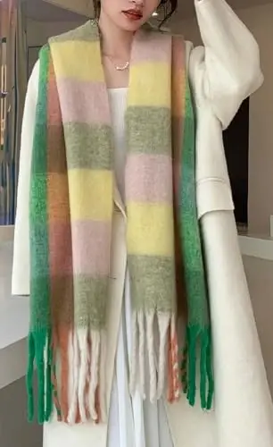 Wander Agio Winter Women Warm Scarf Long Shawl Large Scarves Cold Weather Thick Blanket Scarfs Colorful Plaid - 4