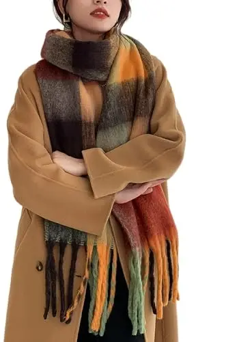 Wander Agio Winter Women Warm Scarf Long Shawl Large Scarves Cold Weather Thick Blanket Scarfs Colorful Plaid - 1