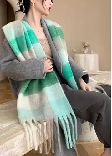 Wander Agio Qishki Ayollar Issiq Sharf Uzun Ro'mol Katta Sharflar Sovuq Ob-Havo Qalin Adyol Sharflari Rangli Plaid - 4