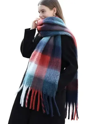 Wander Agio Qishki Ayollar Issiq Sharf Uzun Shol Katta Sharflar Sovuq Havo Qalin Yopinchiq Sharflar Rangli Katakli - 1