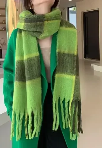 Wander Agio Qishki Ayollar Issiq Sharf Uzun Shol Katta Sharflar Sovuq Ob-Havo Qalin Adyol Sharflari Rangli Plaid - 2