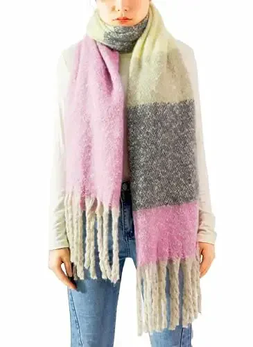 Wander Agio Winter Warm Scarf for Women Long Shawl Large Scarves Cold Weather Thick Blanket Scarfs Color Matching - 1