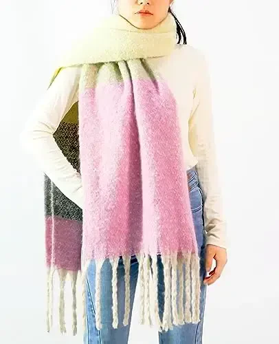 Wander Agio Winter Warm Scarf for Women Long Shawl Large Scarves Cold Weather Thick Blanket Scarfs Color Matching - MODAZONE (1)