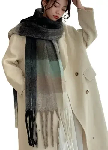 Wander Agio Winter Women Warm Scarf Long Shawl Large Scarves Cold Weather Thick Blanket Scarfs Colorful Plaid - 1