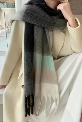 Wander Agio Winter Women Warm Scarf Long Shawl Large Scarves Cold Weather Thick Blanket Scarfs Colorful Plaid - 3