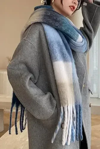 Wander Agio Winter Women Warm Scarf Long Shawl Large Scarves Cold Weather Thick Blanket Scarfs Colorful Plaid - 4