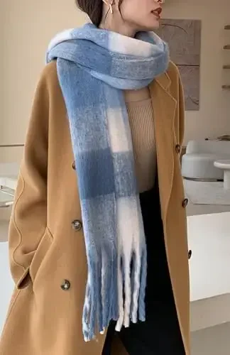 Wander Agio Winter Women Warm Scarf Long Shawl Large Scarves Cold Weather Thick Blanket Scarfs Colorful Plaid - 4