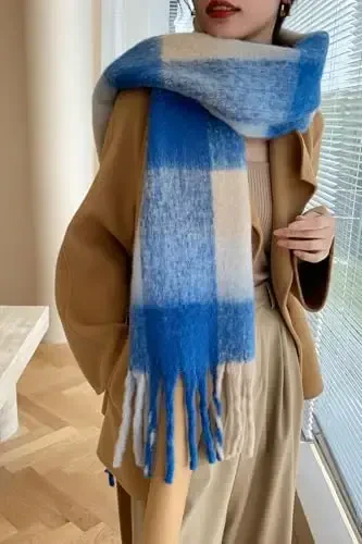 Wander Agio Winter Women Warm Scarf Long Shawl Large Scarves Cold Weather Thick Blanket Scarfs Colorful Plaid - 4