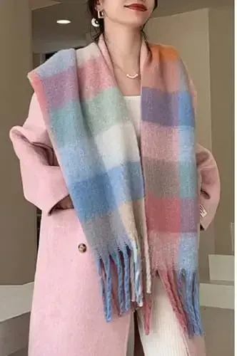 Wander Agio Winter Women Warm Scarf Long Shawl Large Scarves Cold Weather Thick Blanket Scarfs Colorful Plaid - 4