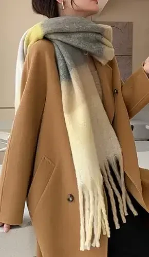 Wander Agio Winter Women Warm Scarf Long Shawl Large Scarves Cold Weather Thick Blanket Scarfs Colorful Plaid - WANDER AGIO (1)