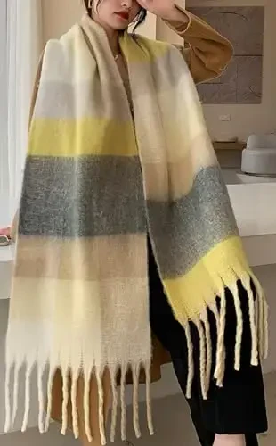 Wander Agio Winter Women Warm Scarf Long Shawl Large Scarves Cold Weather Thick Blanket Scarfs Colorful Plaid - 3