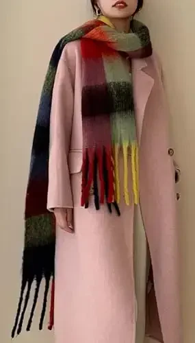 Wander Agio Winter Women Warm Scarf Long Shawl Large Scarves Cold Weather Thick Blanket Scarfs Colorful Plaid - 4