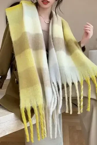 Wander Agio Winter Women Warm Scarf Long Shawl Large Scarves Cold Weather Thick Blanket Scarfs Colorful Plaid - 3