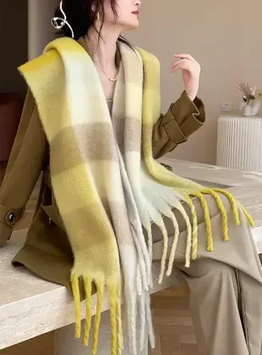 Wander Agio Winter Women Warm Scarf Long Shawl Large Scarves Cold Weather Thick Blanket Scarfs Colorful Plaid - 4