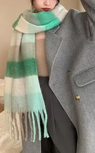 Wander Agio Winter Women Warm Scarf Long Shawl Large Scarves Cold Weather Thick Blanket Scarfs Colorful Plaid - 3