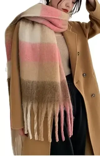 Wander Agio Winter Women Warm Scarf Long Shawl Large Scarves Cold Weather Thick Blanket Scarfs Colorful Plaid - WANDER