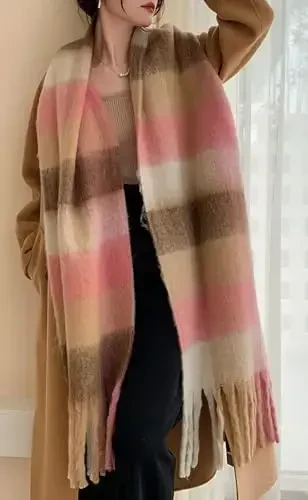 Wander Agio Winter Women Warm Scarf Long Shawl Large Scarves Cold Weather Thick Blanket Scarfs Colorful Plaid - 3